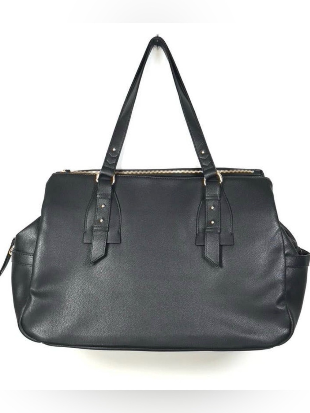 Faux Black Leather weekender bag.